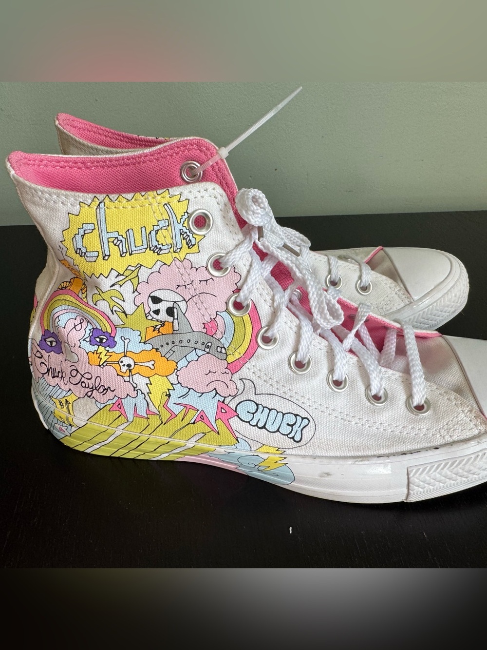 Converse Notebook Print White Chuck Taylor All Star Hi Top Mens 7 Women’s 9 Shoe